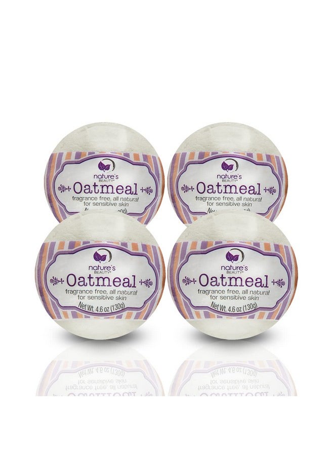 Nature's Beauty Nature's Beauty Oatmeal Fragrance-Free Bath Bomb Multi-Pack - Natural Hand Crafted, Non-Staining, Luxury Fizzy Spa Bomb, Sooth Dry + Itchy Skin Made w/Almond + Coconut Oil, 4.6 oz (4 Pack)  - Image 1