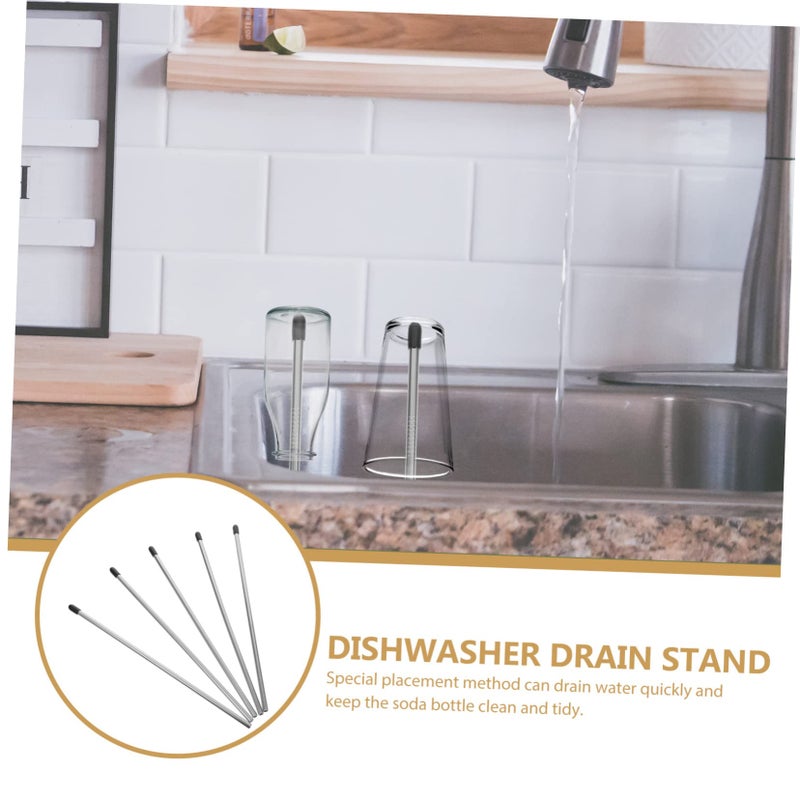 5 Pcs Stainless Steel Water Bottle Drying Rack Cup Holder Countertop Drainer - Image 5