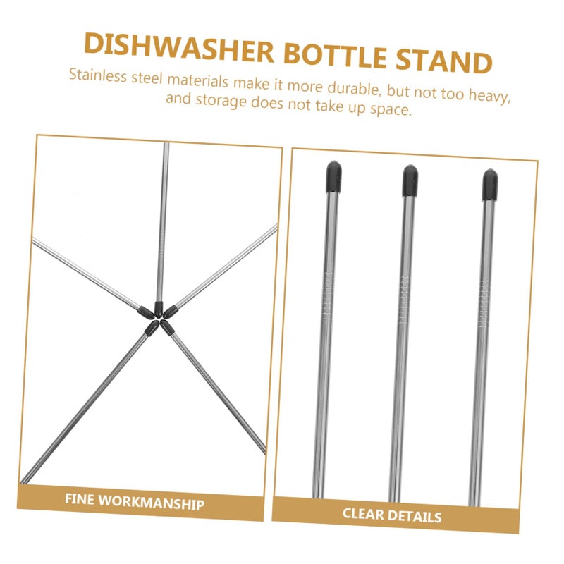 5 Pcs Stainless Steel Water Bottle Drying Rack Cup Holder Countertop Drainer - Image 3