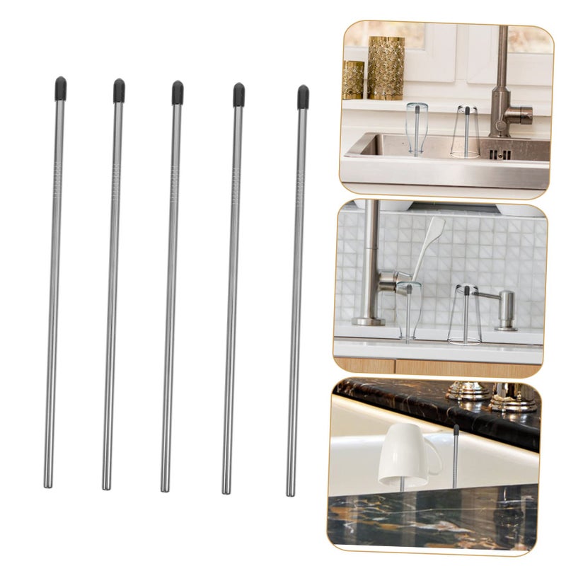 5 Pcs Stainless Steel Water Bottle Drying Rack Cup Holder Countertop Drainer - Image 4