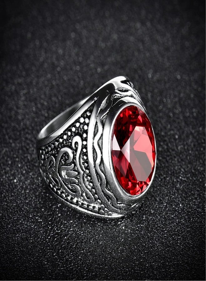 MASOP Retro Gothic Cool Male Rings Stainless Steel Engraved Silver Color Fashion Party Jewelry Size 8-12, Crystal, Cubic Zirconia - Image 3