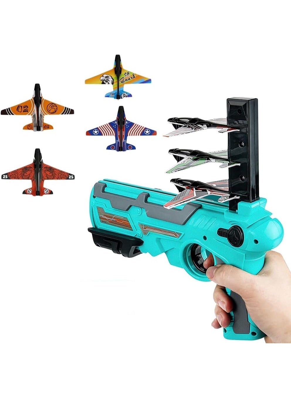 Flying Airplane Launcher Toy with Foam Planes, Air Battle Gun Shooting Game for Kids, Outdoor Ejector Plane Toy Gift for Boys & Girls