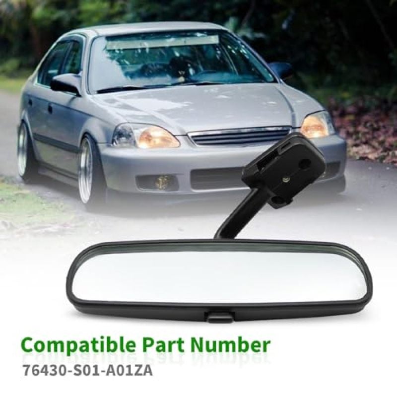 Interior Rearview Mirror: Black, Direct Replacement, Enhanced Vision Coverage - Blind Spot Reduction, Rear Passenger Monitoring for Honda Civic 1.6L 1996-2000 Trims - Image 5