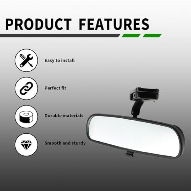 Interior Rearview Mirror: Black, Direct Replacement, Enhanced Vision Coverage - Blind Spot Reduction, Rear Passenger Monitoring for Honda Civic 1.6L 1996-2000 Trims - Image 3