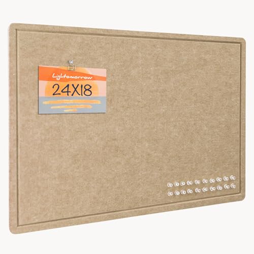 lightomorrow Bulletin Board, 24 x 18 inches Decorative Felt Pin Board, Cork Board Alternative for Wall, Foldable Photo Board with 20 Pushpins - Desert Brown - Image 1