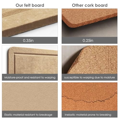lightomorrow Bulletin Board, 24 x 18 inches Decorative Felt Pin Board, Cork Board Alternative for Wall, Foldable Photo Board with 20 Pushpins - Desert Brown - Image 5
