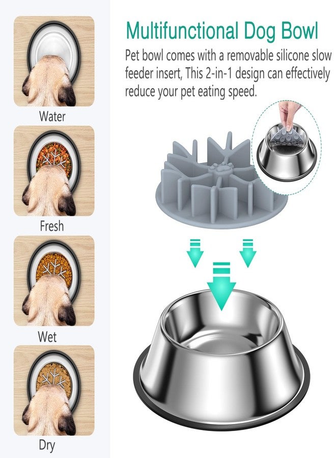 أوريا وعاء طعام وماء للكلاب من الفولاذ المقاوم للصدأ من أوريا، مزود بآلية تغذية بطيئة، وقاعدة مانعة للانزلاق، وآمن للغسل في غسالة الأطباق، مناسب للكلاب الصغيرة والمتوسطة والكبيرة، ويتسع حتى 4 أكواب. - Image 3