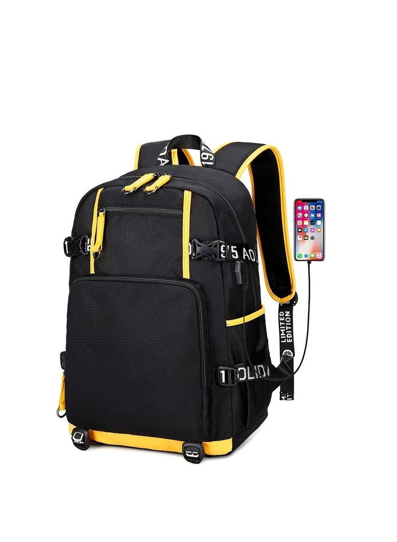 Aolida 1-Piece Men's Korean Version Laptop Backpacks Minimalist Middle School Student Backpack Heat Transfer Printed Casual Backpack - Image 2