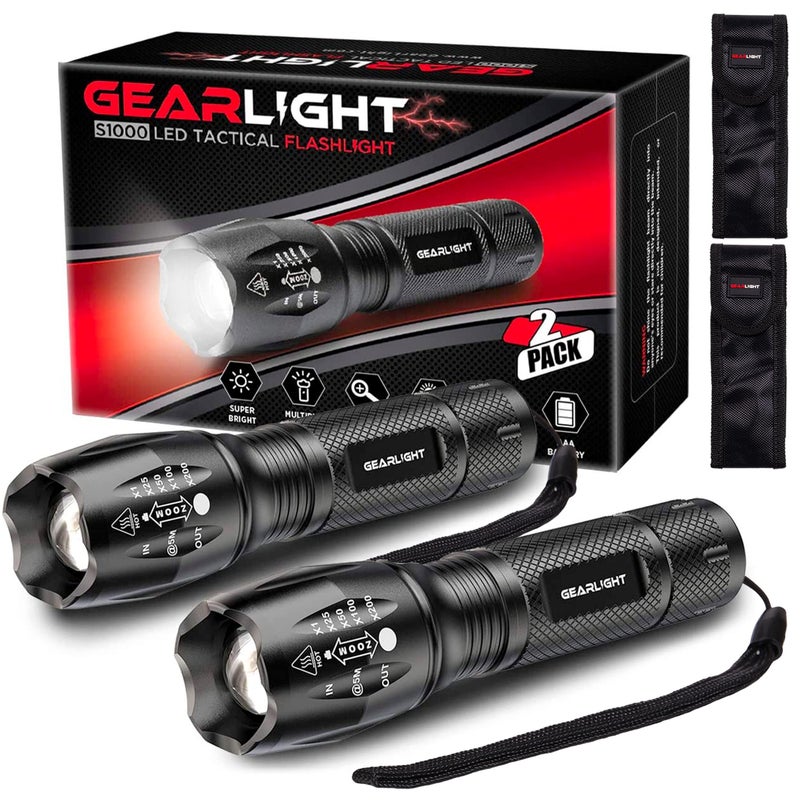 GearLight LED Flashlights Mini Camping Flashlights with High Lumens 5 Modes Zoomable Beam Bright and Versatile Flash Light for Outdoor and Home Use S10002 Pack Batteries Not Included