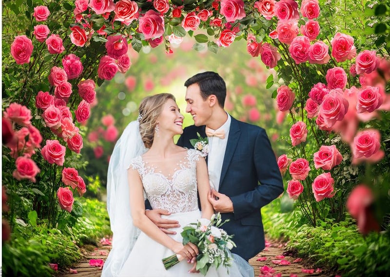 CHAIYA 7x5ft Valentine's Day Backdrop Romantic Red Rose Spring Photography Backdrop Floral Wall Background Girls Women Birthday Wedding Bridal Shower Party Decorations Banner CY374 - Image 4