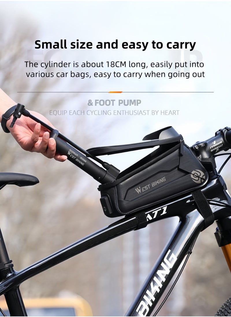 WEST BIKING - Latest Air Pump Bike pump, Bicycle Pump, Portable Bicycle Floor Pump, Aluminum Alloy Floor Bicycle Air Pump, Compact Mini Bicycle Tire Pump Suitable For All Bicycles-Black - Image 1