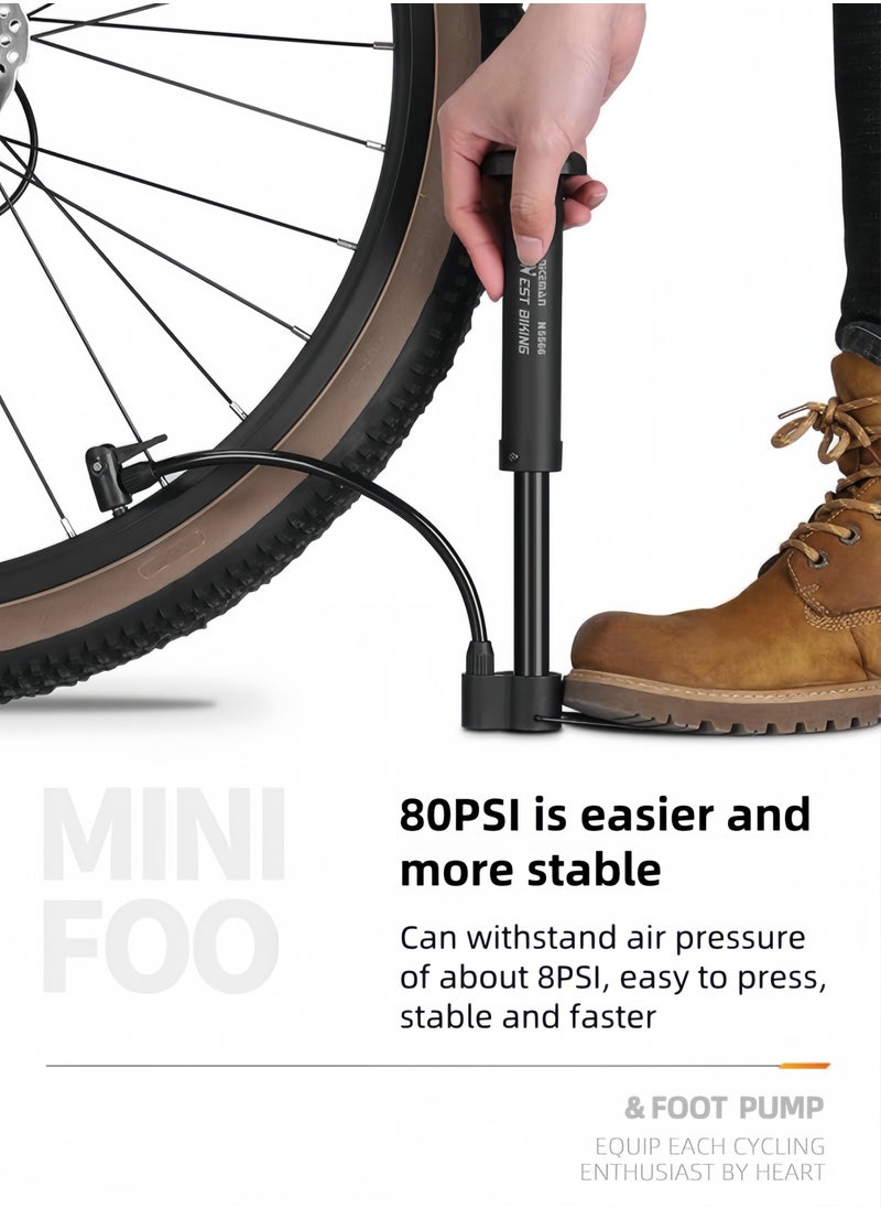 WEST BIKING - Latest Air Pump Bike pump, Bicycle Pump, Portable Bicycle Floor Pump, Aluminum Alloy Floor Bicycle Air Pump, Compact Mini Bicycle Tire Pump Suitable For All Bicycles-Black - Image 1