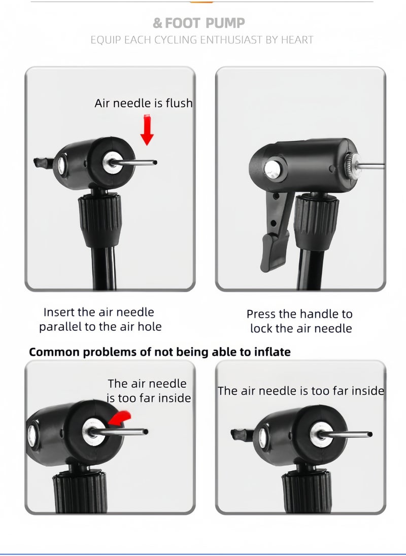 WEST BIKING - Latest Air Pump Bike pump, Bicycle Pump, Portable Bicycle Floor Pump, Aluminum Alloy Floor Bicycle Air Pump, Compact Mini Bicycle Tire Pump Suitable For All Bicycles-Black - Image 1