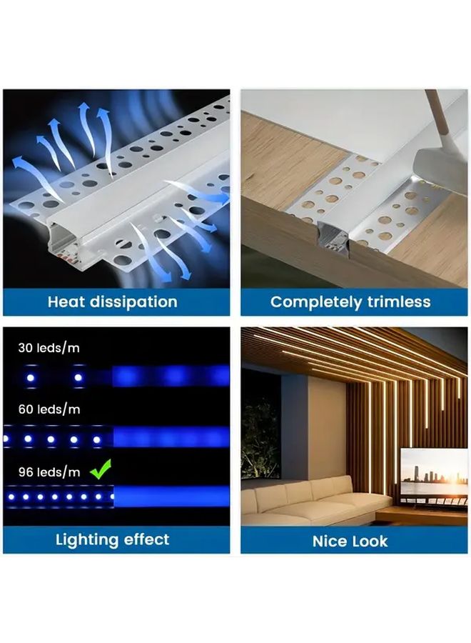 8 Pack 3.3Ft Plaster Style LED Aluminum Channel With Milky White Diffuser - Image 4