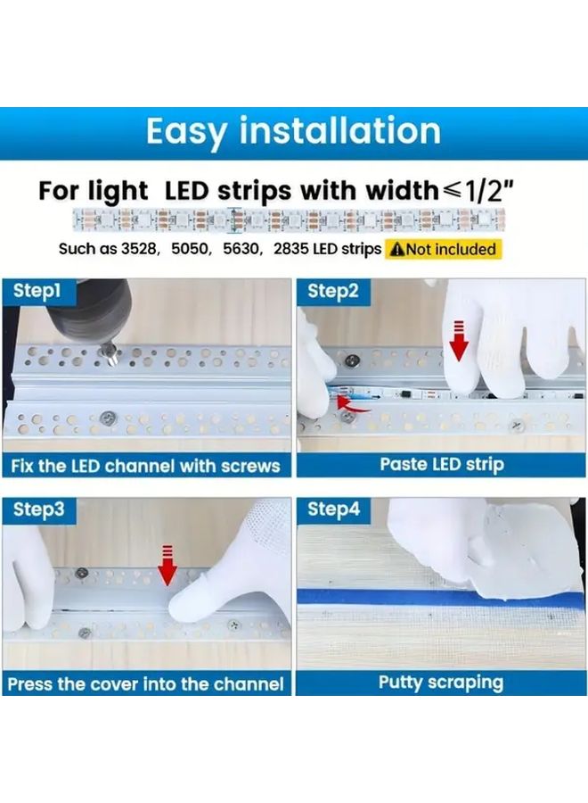 8 Pack 3.3Ft Plaster Style LED Aluminum Channel With Milky White Diffuser - Image 5