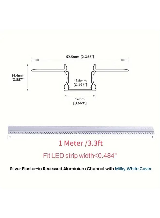 8 Pack 3.3Ft Plaster Style LED Aluminum Channel With Milky White Diffuser - Image 3