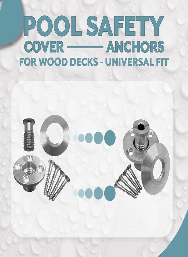 Poolzilla Pool Safety Cover Stainless Steel Anchor with Collar for Wood Decks - 10 Pack - Universal Fit - Image 5