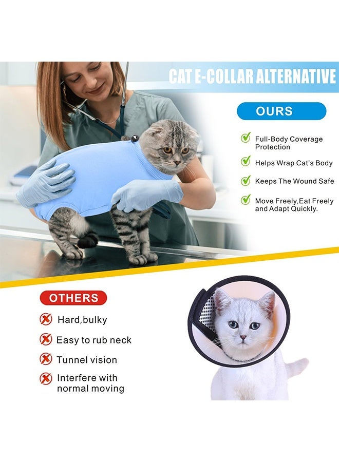 Generic Cat Surgery Recovery Suit Kitten Onesie for Cats After Surgery Female Breathable Kitty Spay Suit for Abdominal Wound Skin Diseases E-Collar Alternative Wear(Blue,L) - Image 5