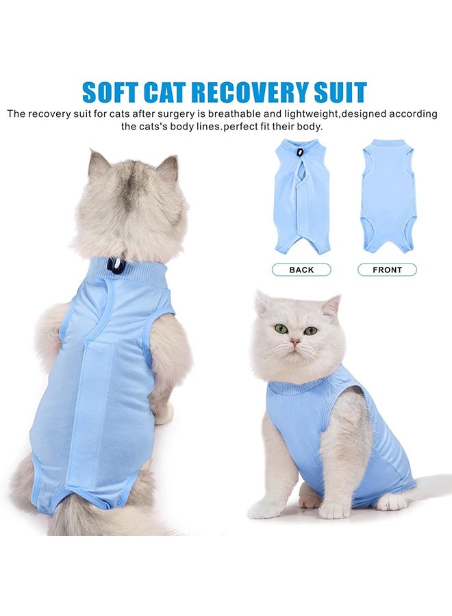 Generic Cat Surgery Recovery Suit Kitten Onesie for Cats After Surgery Female Breathable Kitty Spay Suit for Abdominal Wound Skin Diseases E-Collar Alternative Wear(Blue,L) - Image 2