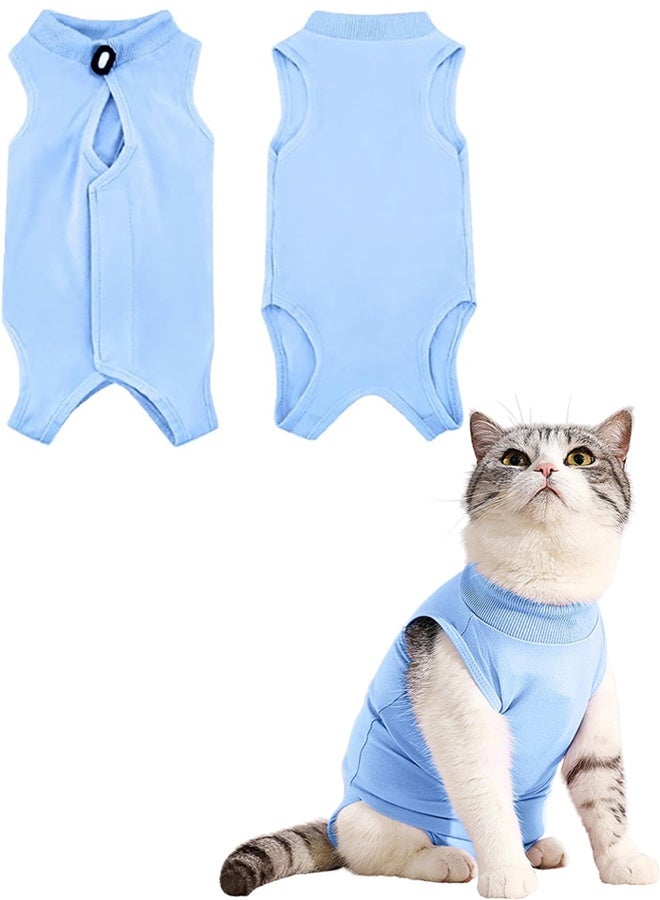 Generic Cat Surgery Recovery Suit Kitten Onesie for Cats After Surgery Female Breathable Kitty Spay Suit for Abdominal Wound Skin Diseases E-Collar Alternative Wear(Blue,L) - Image 1