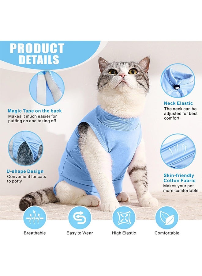Generic Cat Surgery Recovery Suit Kitten Onesie for Cats After Surgery Female Breathable Kitty Spay Suit for Abdominal Wound Skin Diseases E-Collar Alternative Wear(Blue,L) - Image 3