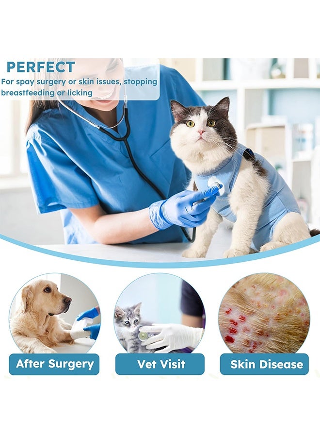 Generic Cat Surgery Recovery Suit Kitten Onesie for Cats After Surgery Female Breathable Kitty Spay Suit for Abdominal Wound Skin Diseases E-Collar Alternative Wear(Blue,L) - Image 4