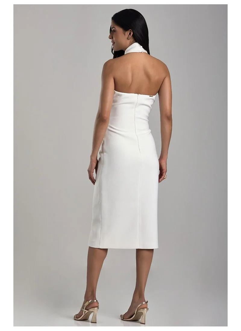 Carmen Steffens  Tailored Dress with Crossed Neckline Off-White for Women | Best Price UAE