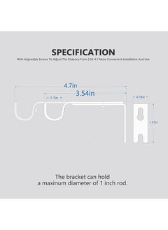 HY 2 Pcs White Curtain Rod Brackets for Wall,Heavy Duty Curtain Rod Holders for 1 Inch Rod with Installation Screws  - Image 5