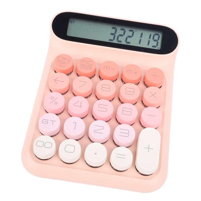 LOCOCK Mechanical Switch Calculator Pinkish Detachable Keycaps Cute Desk Calculator - Blue Switch Mechanical Keys Anti Slip Pads LCD Display Electronic Calculator for Office - Image 5