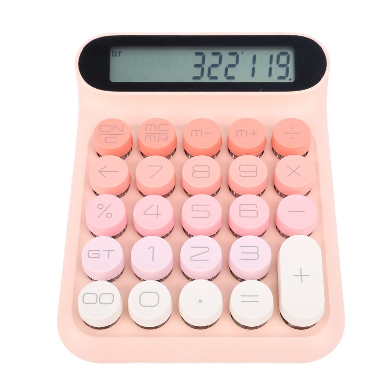 LOCOCK Mechanical Switch Calculator Pinkish Detachable Keycaps Cute Desk Calculator - Blue Switch Mechanical Keys Anti Slip Pads LCD Display Electronic Calculator for Office - Image 3