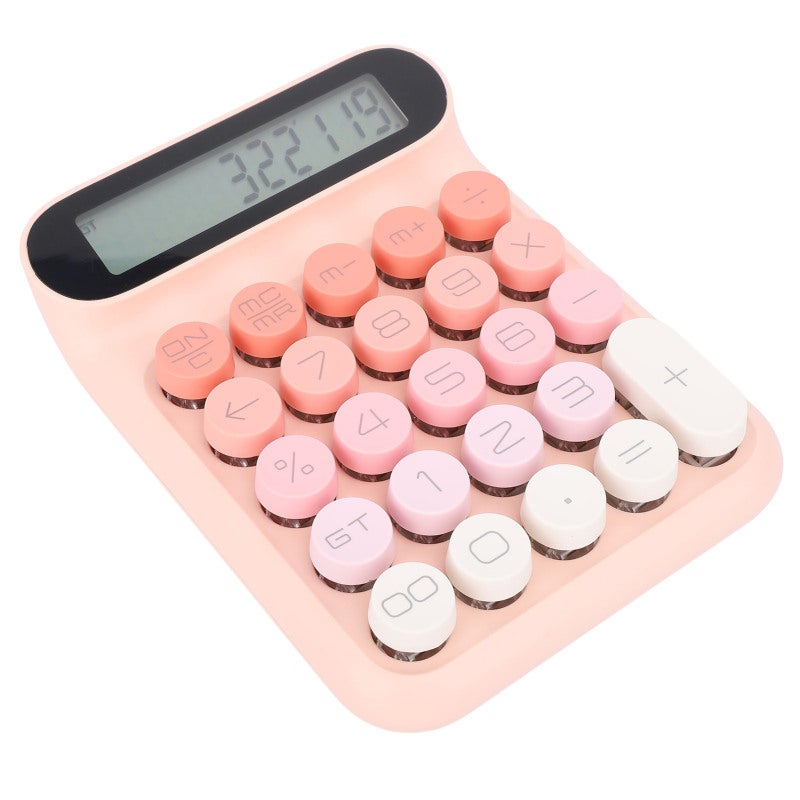 LOCOCK Mechanical Switch Calculator Pinkish Detachable Keycaps Cute Desk Calculator - Blue Switch Mechanical Keys Anti Slip Pads LCD Display Electronic Calculator for Office - Image 2