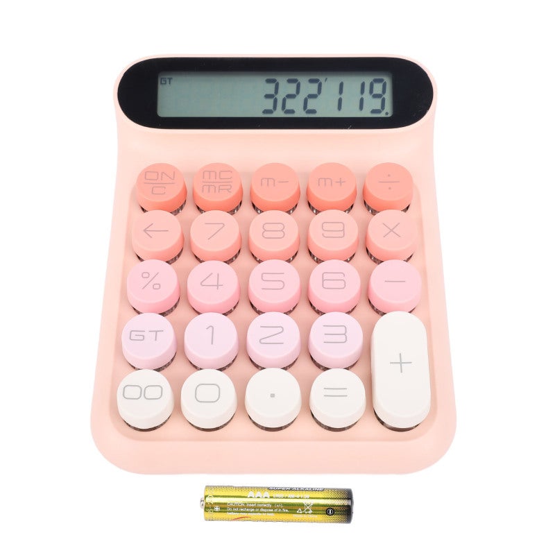 LOCOCK Mechanical Switch Calculator Pinkish Detachable Keycaps Cute Desk Calculator - Blue Switch Mechanical Keys Anti Slip Pads LCD Display Electronic Calculator for Office - Image 1