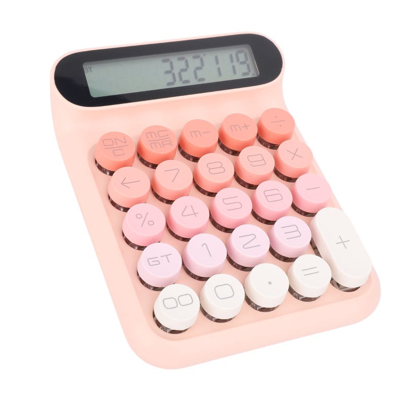 LOCOCK Mechanical Switch Calculator Pinkish Detachable Keycaps Cute Desk Calculator - Blue Switch Mechanical Keys Anti Slip Pads LCD Display Electronic Calculator for Office - Image 4