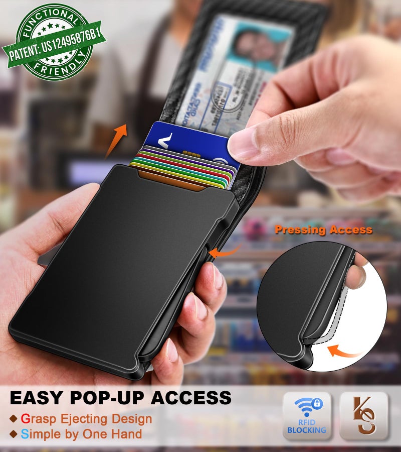 KEMISANT Men Wallet,Slim Wallet Card Case With Magnetic Billfold Flip,Pop-up Access for 12Cards RFID Blocking - Image 4