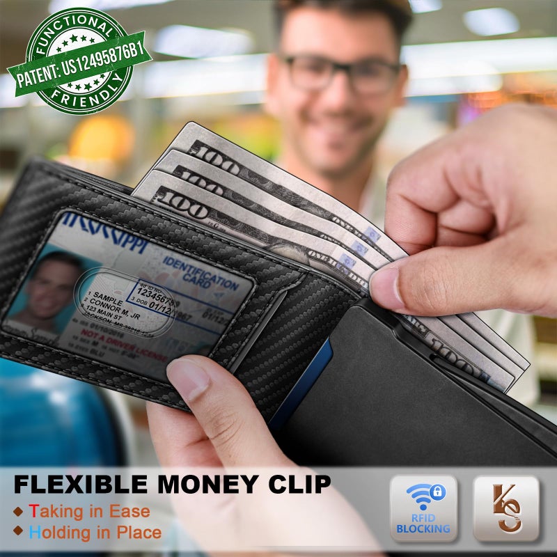 KEMISANT Men Wallet,Slim Wallet Card Case With Magnetic Billfold Flip,Pop-up Access for 12Cards RFID Blocking - Image 5