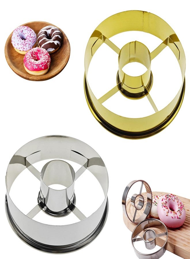 Capiant 2 Pack Stainless Steel Doughnut Cutters Set - 3.86 Inch Professional Donut & Mousse Ring Cookie Mold, Baking Tools for Cake Chocolate Pastry - Image 1