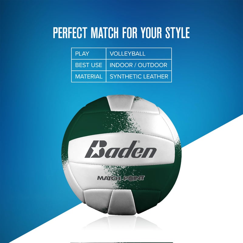 Baden MatchPoint Official Size 5 Cushioned Volleyball, Green/White - Image 3