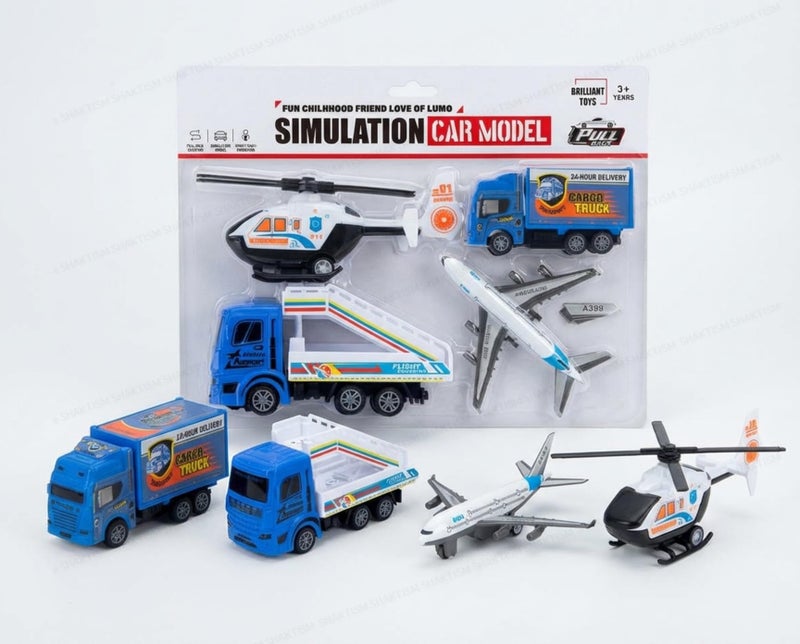 SHAKTISM Airport Playset with Toy Airplanes, Helicopter, Cargo Truck, Airport Vehicles and Accessories for Kids 3+ Years - Image 2