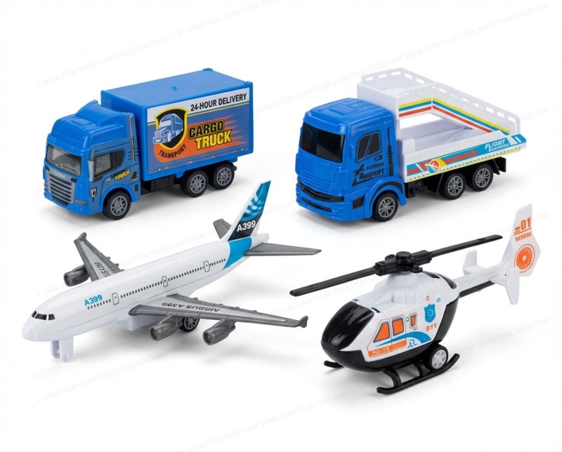SHAKTISM Airport Playset with Toy Airplanes, Helicopter, Cargo Truck, Airport Vehicles and Accessories for Kids 3+ Years - Image 1