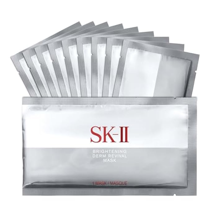 SK-II Brightening Face Mask - Derm Revival Sheet Mask to Improve Radiance, Skin Texture & Dark Spots - Enriched with PITERA, Vitamin C & Niacinamide (10 Count) - Image 1