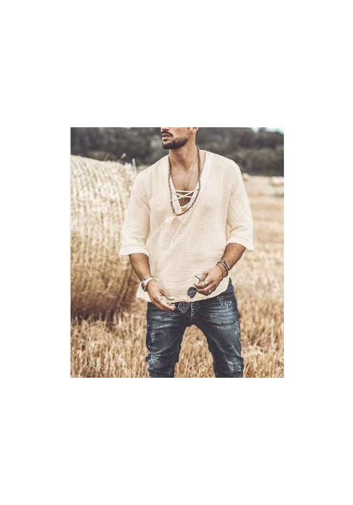 2022 New wish Explosions Men's Chest Tie Corn Mid-Sleeve T-Shirt Shirt - Image 1