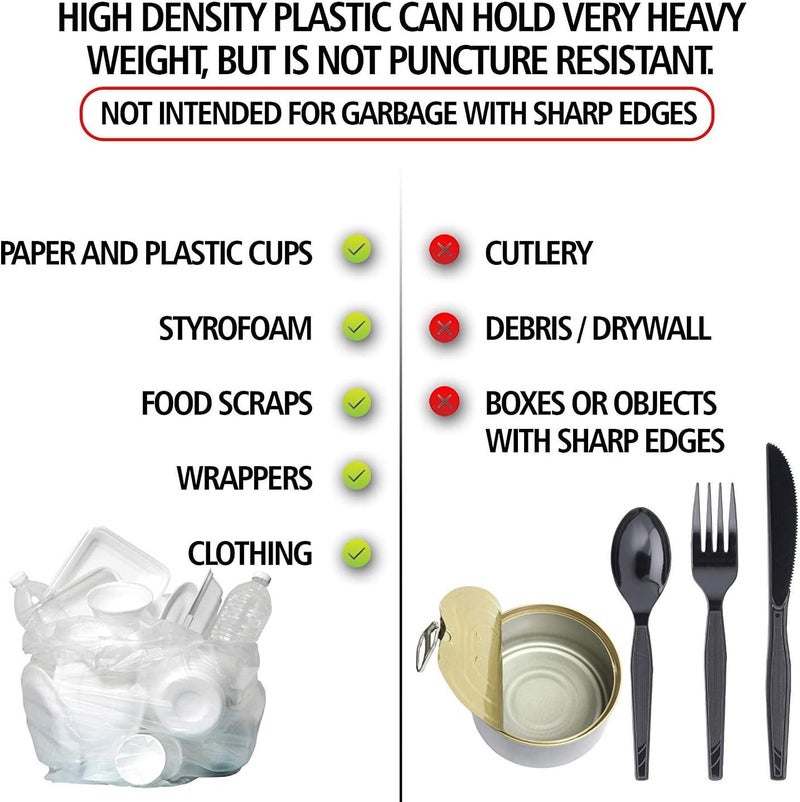 Aluf Plastics High Density Trash Bags, 16 Gallon, 1000 Count, 8 Micron (eq), 24" x 33", Clear, for Bathroom, Office, Industrial, Commercial, Janitorial, Municipal, Recycling - Image 2