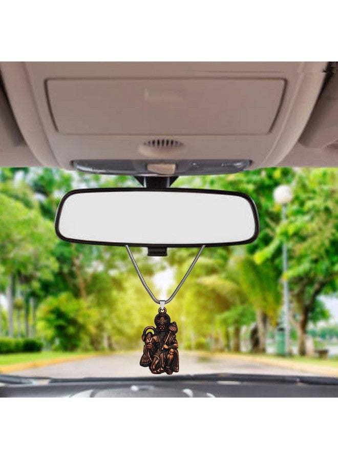 M Men Style Hindu Lord Bajrangbali Hanuman Idol Monkey God of Devotion Copper Zinc and Metal Showpiece Hanging Car Interior Deco Rear-Mirror Hanging for Men and Women cardecor-SPn2022794 - Image 1
