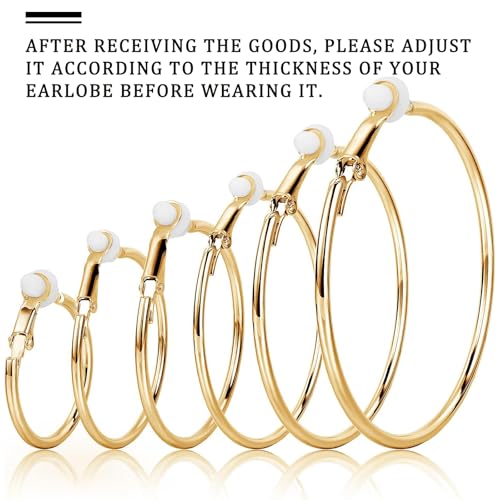 Sumind 6 Pairs Clip on Hoop Earrings Hoop Gold Earrings Non Piercing Earrings Set for Women, 6 Sizes - Image 2