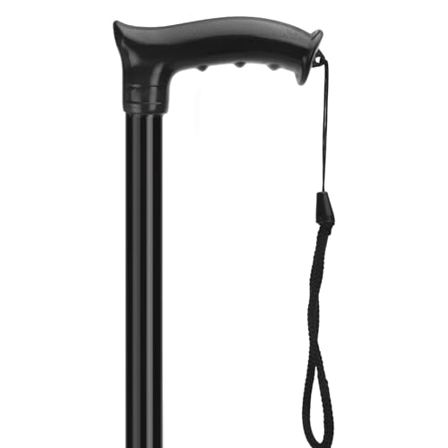 PHYSIQO Adjustable Walking Stick for Adults & Elderly | Heavy Duty CRC Steel Pipe with Power Coating | Anti-Slip Rubber Tip | Glossy Black | Height Adjustable Walking Cane - Image 5