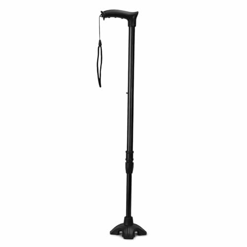 PHYSIQO Adjustable Walking Stick for Adults & Elderly | Heavy Duty CRC Steel Pipe with Power Coating | Anti-Slip Rubber Tip | Glossy Black | Height Adjustable Walking Cane - Image 2