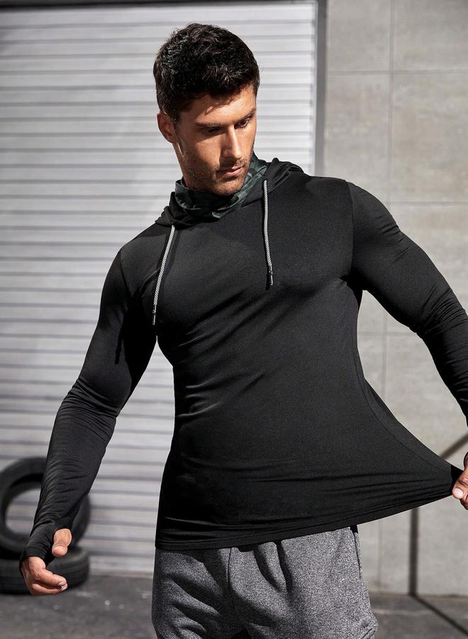 Styli Styli Black Long Sleeve Running Hoodie with Thumbholes  - Image 4