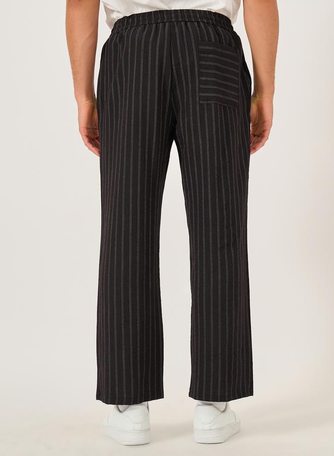 Styli Styli Striped Mid Rise Wide Leg Pants with Pockets - Image 4