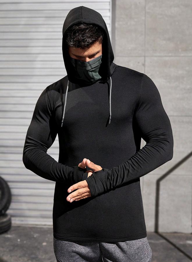 Styli Styli Black Long Sleeve Running Hoodie with Thumbholes  - Image 5