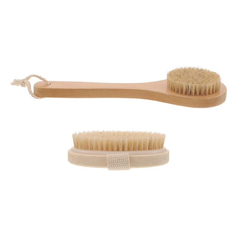 Maple Wood Handheld Body Brush Set Dual Size Exfoliator Bath Scrubber Shower Brush - Image 2
